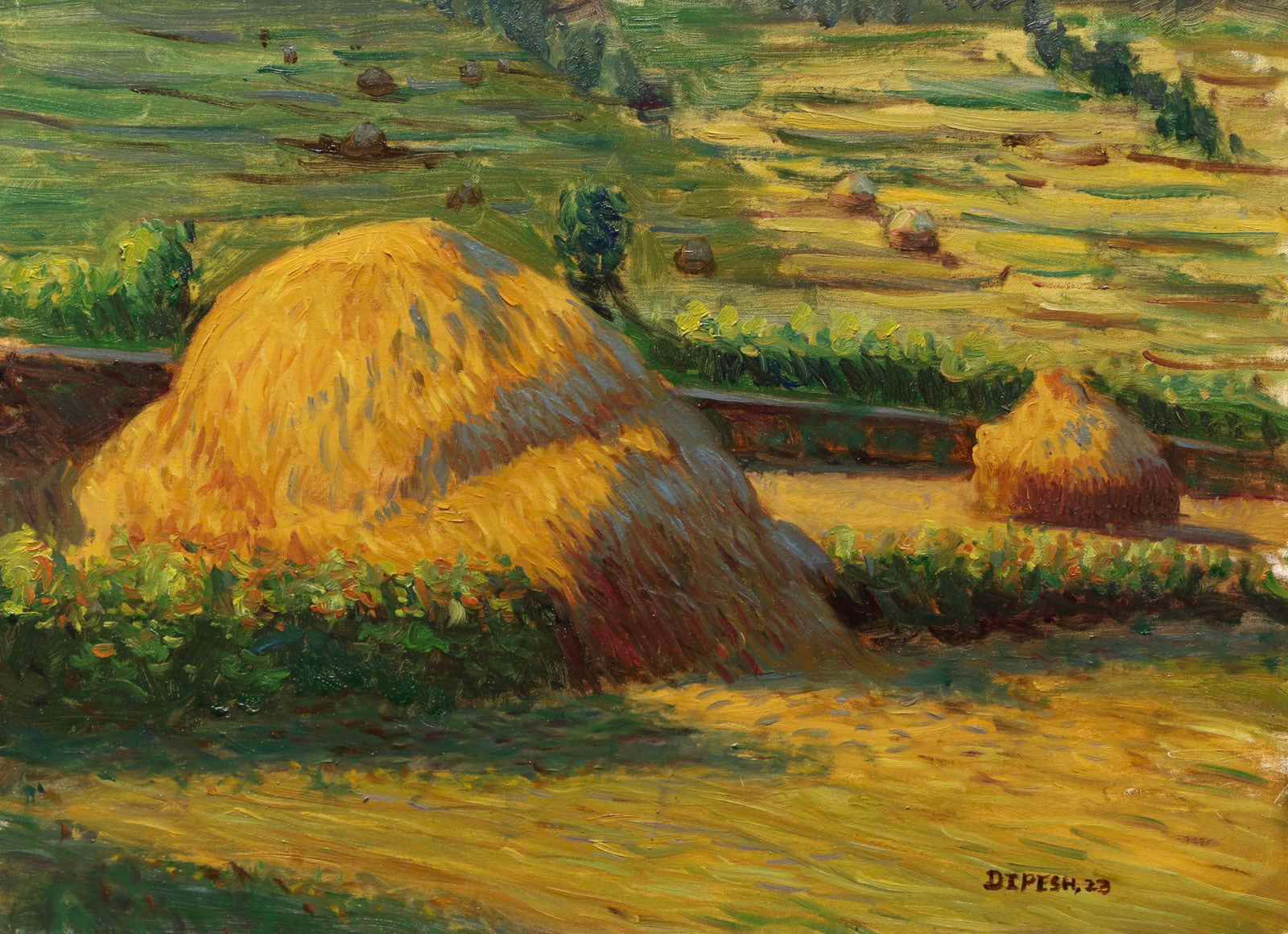 Haystacks in daylight,  Ghachowk village